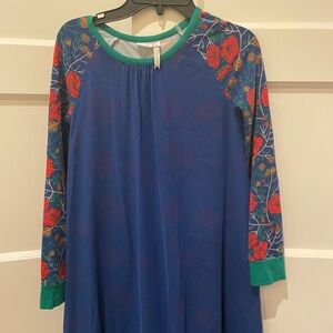Matilda Jane Girls Size 10 Floral Sleeve Blue Dress
